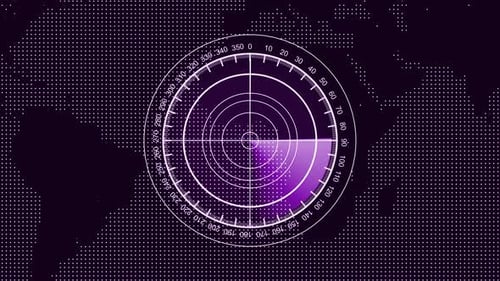Futuristic Radar Scanning Digital World Map Interface