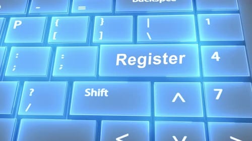 Futuristic Computer Keyboard Register Text on Key