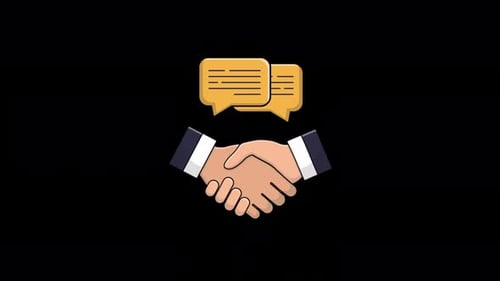 Animated Handshake with Chat Bubbles for Business Communication