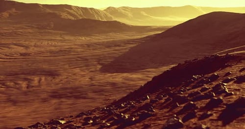 Red Planet Martian Desert Landscape Cinematic Flyover