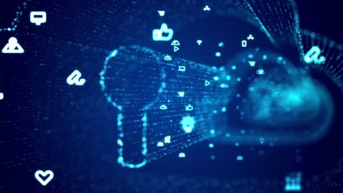 Futuristic Digital Cloud Keyhole Network Background