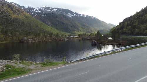 Lake with mountains in the background, Norway