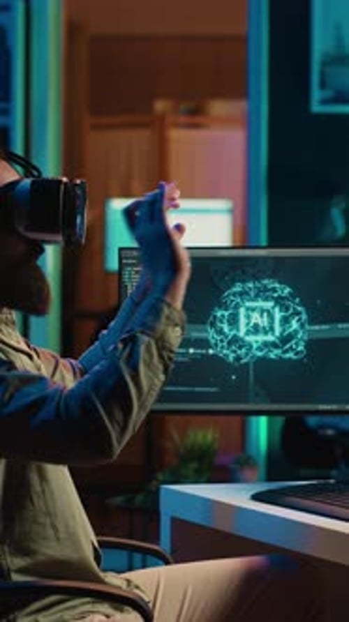 Vertical Video Developer Using VR Headset Panicking After Sentient AI Gains Autonomy