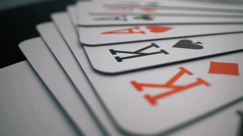 Close-Up of Playing Cards Arrangement - Casino and Poker