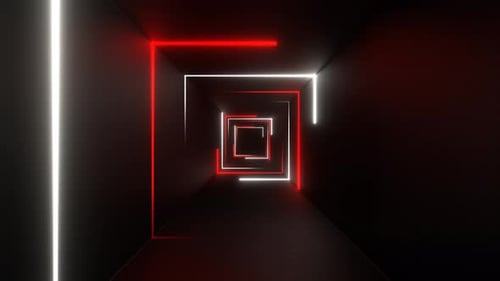 Red And White Seamless Neon Squares Tunnel Background Vj Loop In 4K