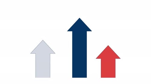 Three arrows showing economic growth trends 2D cartoon object animation