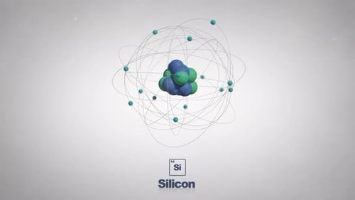 Seamlessly Looped Animated Silicon Atom - Element Periodic Table