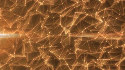 Golden Futuristic Plexus Network Background Loop