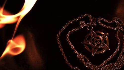 Pentagram Symbol And Fire Flames 1