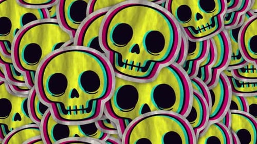 Animated Halloween Skulls Glitch Pattern Sticker Overlay