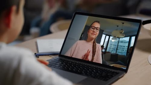 Child Having a Video Call on Laptop