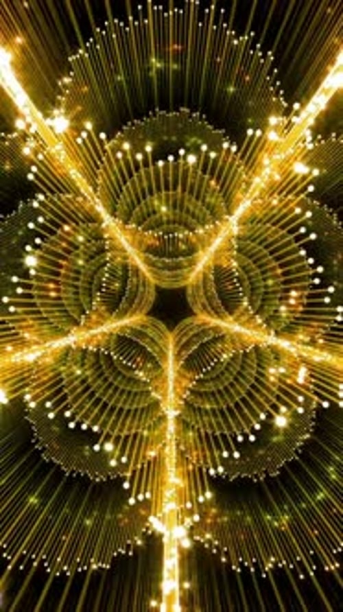 Golden Geometric Light Array Loop Background