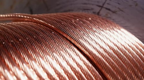 Modern cable manufacturing, cable factory. Copper cable production process in a modern factory. Copp