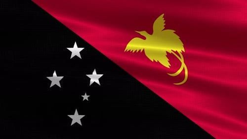 Papua New Guinea National Flag Waving in Realistic Wind