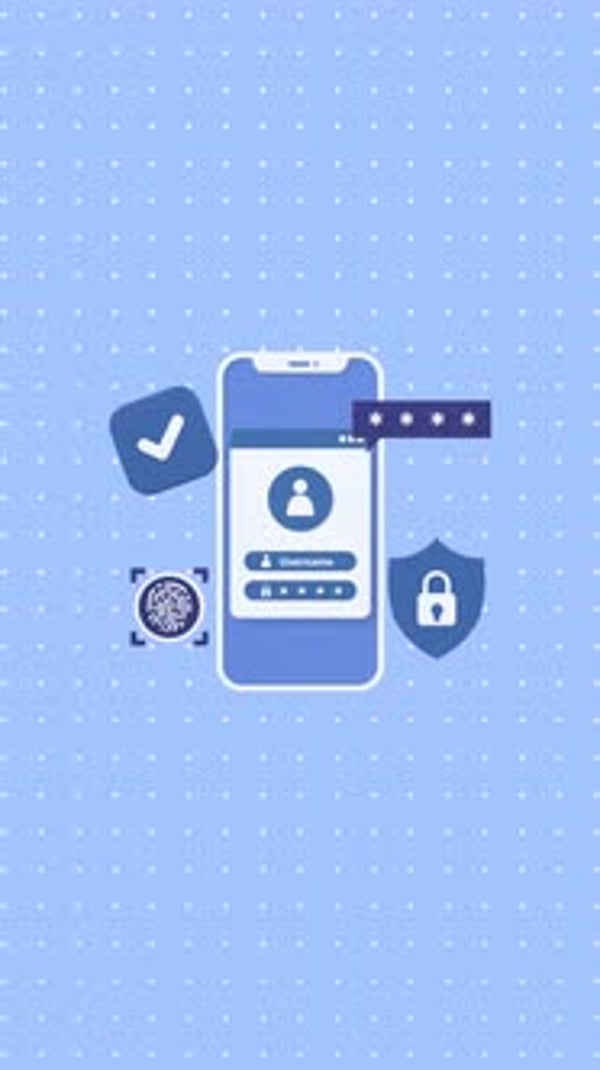 Digital Security Login Animation with Smartphone Interface, Elements ...