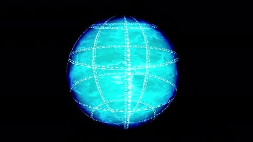 Abstract Glowing Grid Sphere Technology Animation