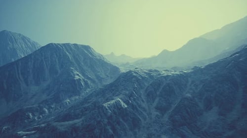 View of the Afghan Mountains in Fog