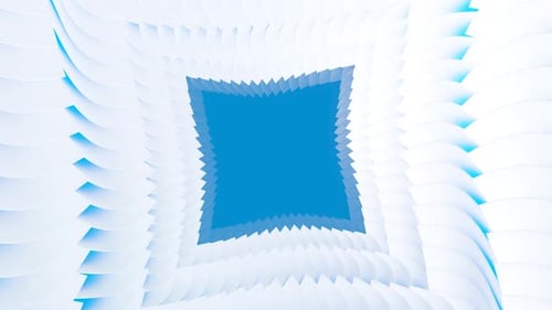 Abstract Bright White and Blue Geometric Tunnel Loop Animation Background