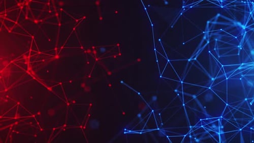 Abstract Tech Network Background Loop with Red and Blue Lights