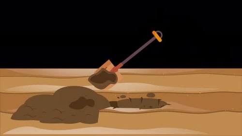 Digging The Soil With A Shovel On Alpha Channel 4K