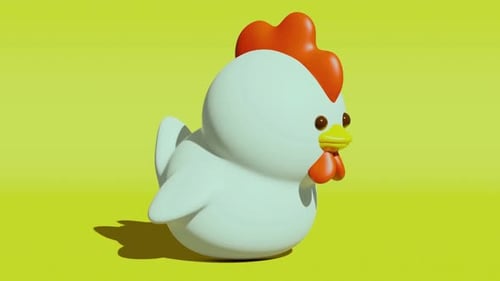 Cute 3D Stylized Chicken Rotating Animation