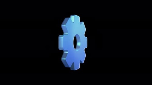 Modern Blue Rotating 3D Gear Icon Animation