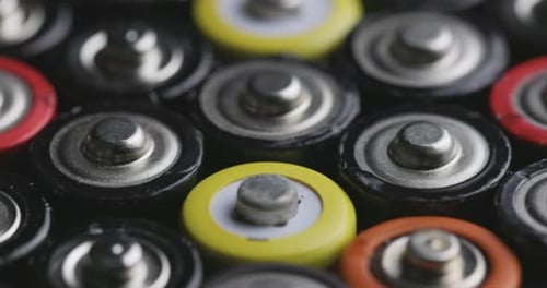 Close Up of Assorted Colorful Batteries