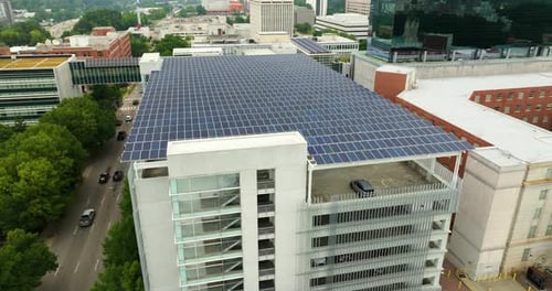 Photovoltaic Solar Panels Over Parking Garage for Generation of Renewable Energy Sustainable Power