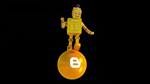 Funny Robot Running in loop with alpha channel on Bing Logo