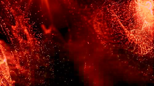 Partículas de fuego abstractas futuristas que fluyen en el fondo del ciberespacio.