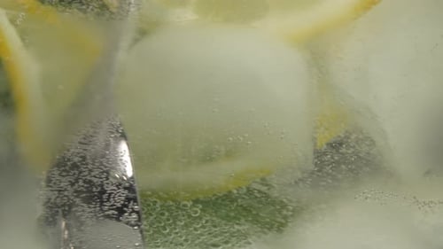 Refreshing Drink with Lemon, Mint, and Ice