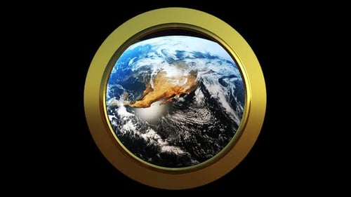 Animated 3D Earth with Golden Circular Frame Rotation