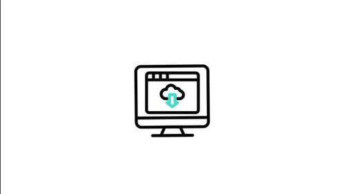 Animated Flat Design Icon of Cloud Download and Data Security