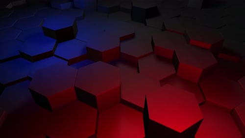 4 K roter blauer Sechseckhintergrund