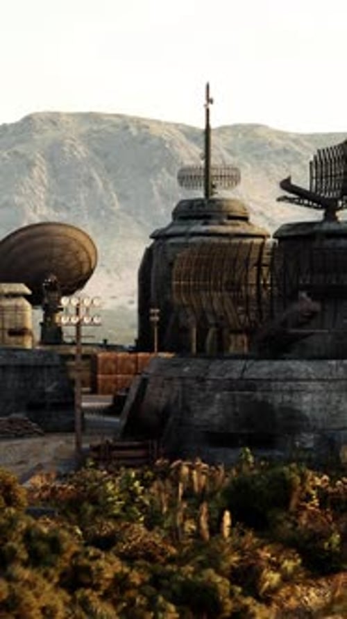 Military Base with Antennas on Top of a Building