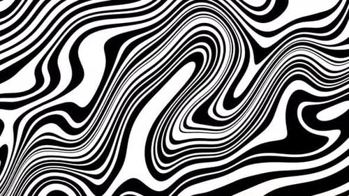 Liquid Lines Retro Background Loop Black And White
