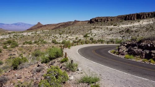 Black Mountains and a Winding Section of Historic Route 66 Near Oatman Arizona