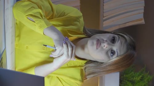 Vertical video of Confident businesswoman thoughtful.