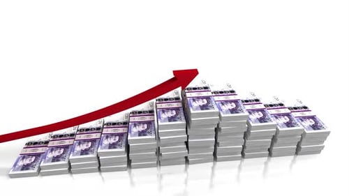 Animated British Pound Stacks Financial Growth Chart