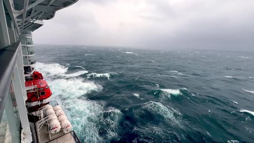 Stormy Ocean Seen From a Cruise Ship Deck