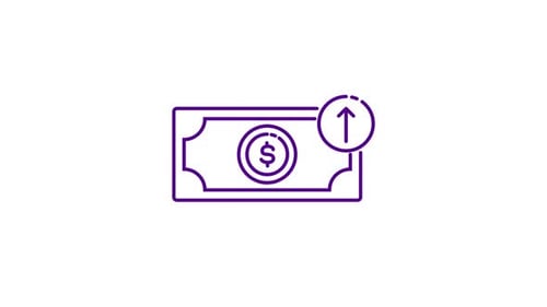 Animated Line Icon of Money Bill and Upward Growth Arrow