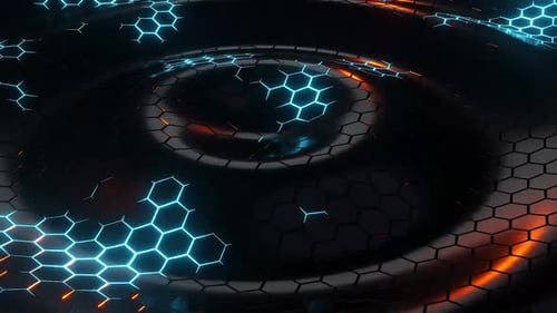 Futuristic Glowing Hexagonal Grid Ripple Background