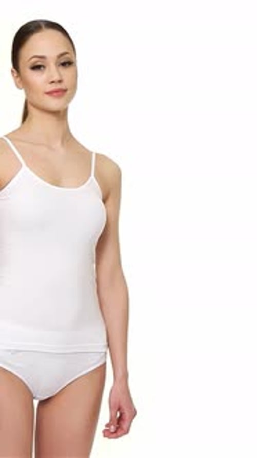 Elegant Female Model Turning Gracefully to the Camera