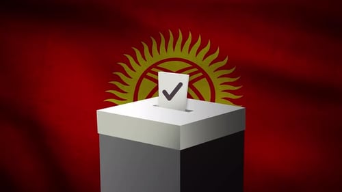 Casting vote into the ballot box during Kyrgyzstan election