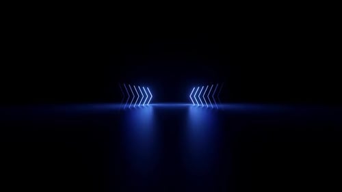 Contra-flechas de néon azul rosa piscando se aproximando