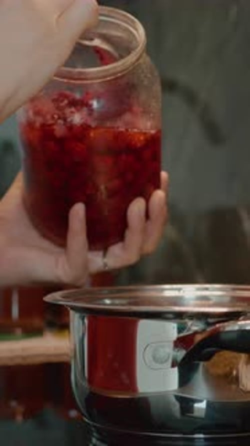 Making Delicious Jam with Fresh Red Fruit