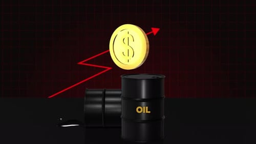 A Crude Oil Barrels Price Raising Graph Animation