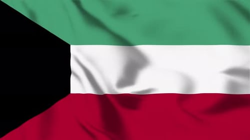 Realistic Waving Flag of Kuwait Animation