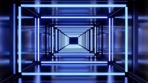 Futuristischer neonblauer Science-Fiction-Bewegungsschleife mit Korridor