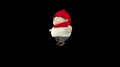 Cute Cartoon Winter Character Waving Animation Loop